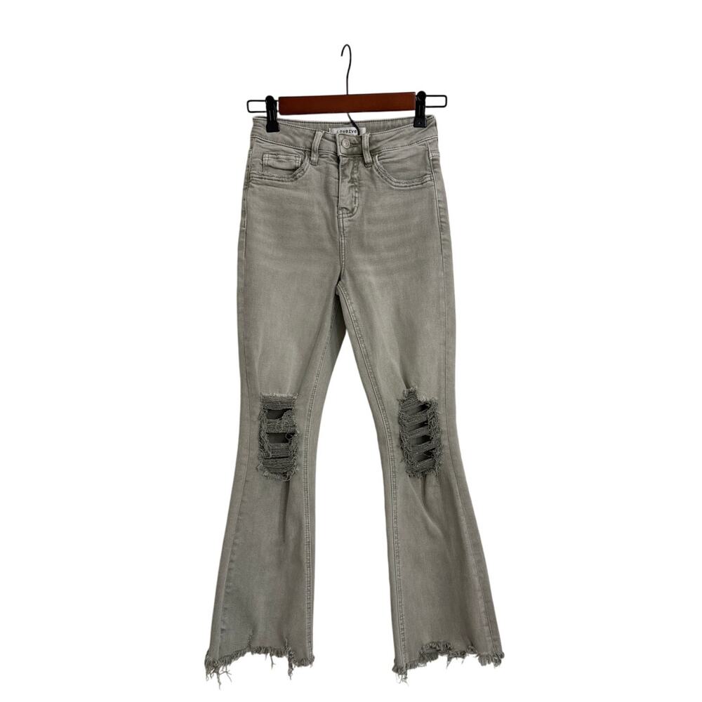 Lovervet by Vervet Pants Cropped Flare Distressed Gray Jeans Size Women's 1 / 25